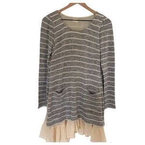 Altar'd State Grey & White Striped Layered Sweater Dress - Medium